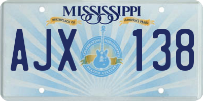 MS license plate AJX138