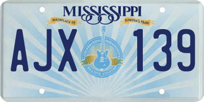 MS license plate AJX139