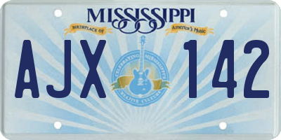 MS license plate AJX142