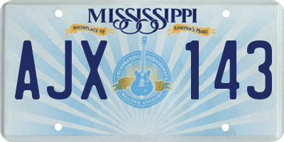 MS license plate AJX143