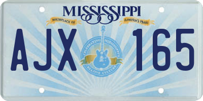 MS license plate AJX165