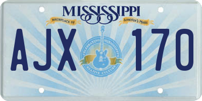 MS license plate AJX170