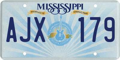 MS license plate AJX179