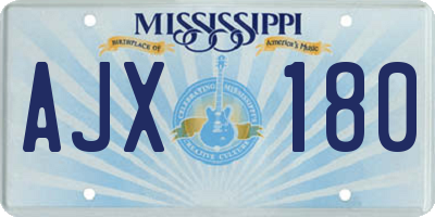 MS license plate AJX180