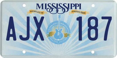 MS license plate AJX187