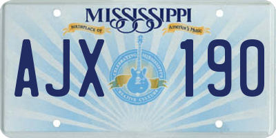 MS license plate AJX190