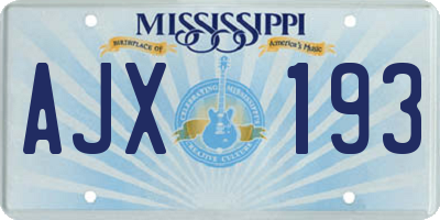 MS license plate AJX193