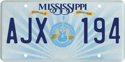 MS license plate AJX194