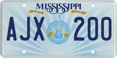 MS license plate AJX200