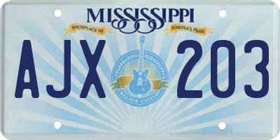 MS license plate AJX203