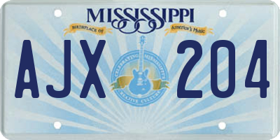 MS license plate AJX204
