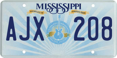 MS license plate AJX208