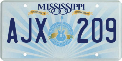 MS license plate AJX209