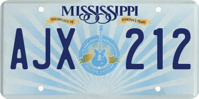 MS license plate AJX212