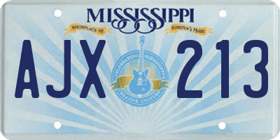 MS license plate AJX213
