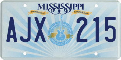 MS license plate AJX215