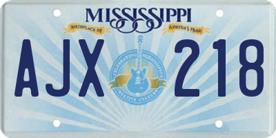 MS license plate AJX218