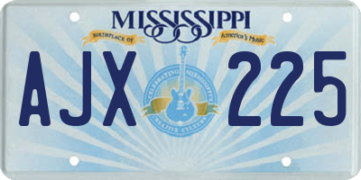 MS license plate AJX225