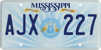MS license plate AJX227