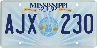 MS license plate AJX230