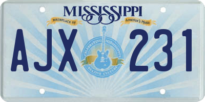 MS license plate AJX231