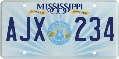 MS license plate AJX234