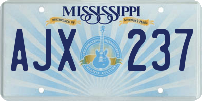 MS license plate AJX237