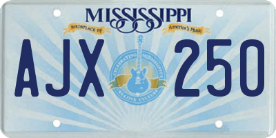 MS license plate AJX250