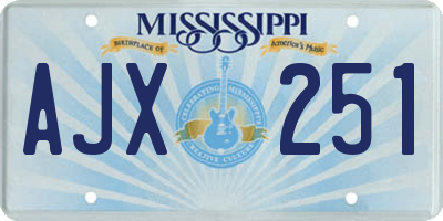 MS license plate AJX251