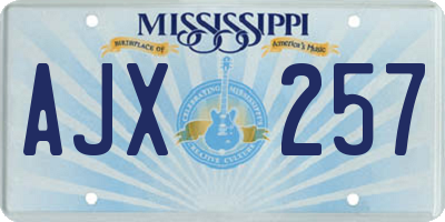 MS license plate AJX257