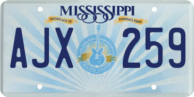 MS license plate AJX259