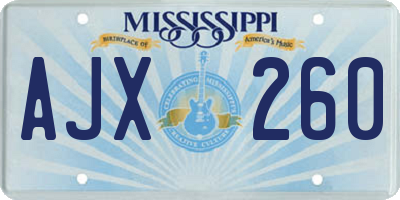 MS license plate AJX260