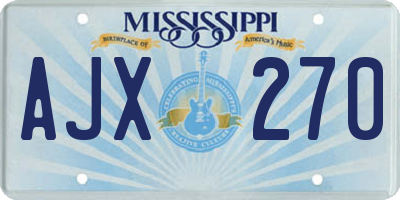 MS license plate AJX270