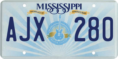 MS license plate AJX280