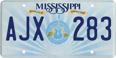 MS license plate AJX283