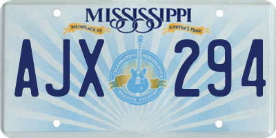 MS license plate AJX294