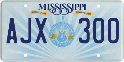 MS license plate AJX300