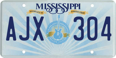 MS license plate AJX304