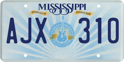 MS license plate AJX310