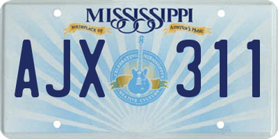 MS license plate AJX311