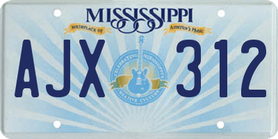 MS license plate AJX312