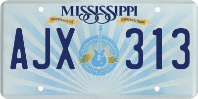 MS license plate AJX313
