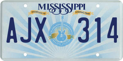 MS license plate AJX314