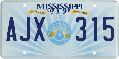 MS license plate AJX315