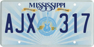 MS license plate AJX317