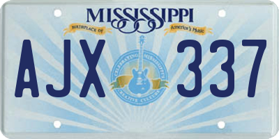 MS license plate AJX337