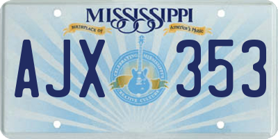 MS license plate AJX353