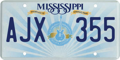 MS license plate AJX355
