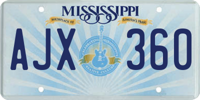 MS license plate AJX360