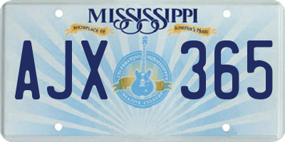 MS license plate AJX365